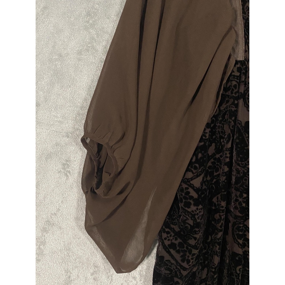 Umgee Dress Womens Sz M Brown Velvet Burnout‎ Stretch Boho Whimsigoth Night Out - Picture 4 of 13